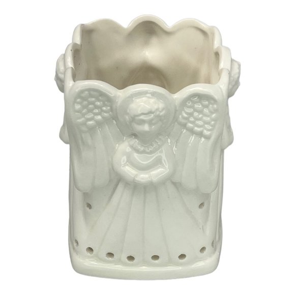 Porcelain Angel Candle Holder Designed by Carolina Handcrafted in Japan 4" x 3" - Picture 2 of 8